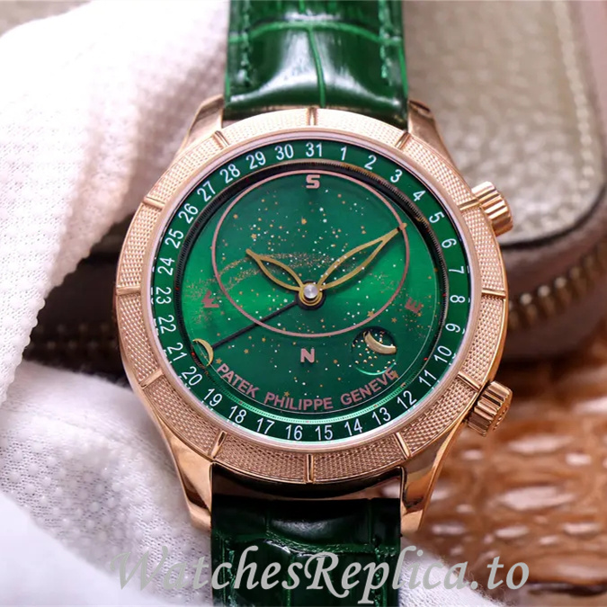 Patek Philippe Replica Complications Leather strap 42MM - WatchesReplica.is