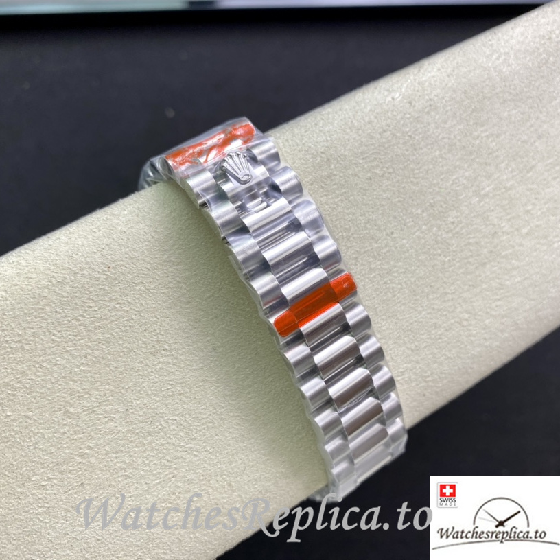 Swiss Rolex Day Date Replica Stainless steel strap 36MM Red Dial - WatchesReplica.is