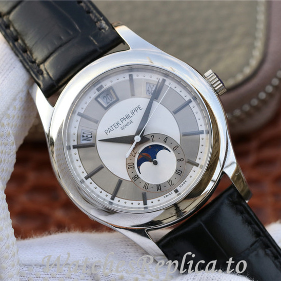 Patek Philippe Replica Complications 5205G Leather strap 40MM - WatchesReplica.is