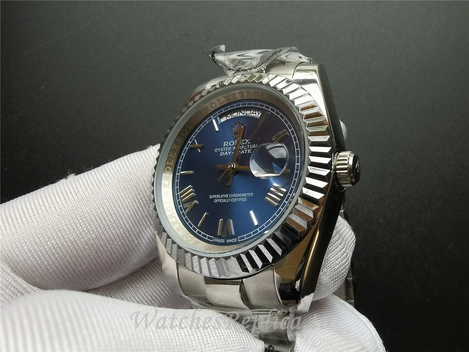 Swiss Rolex Day Date Replica 228239 001 Stainless Steel Bezel 40MM - WatchesReplica.is