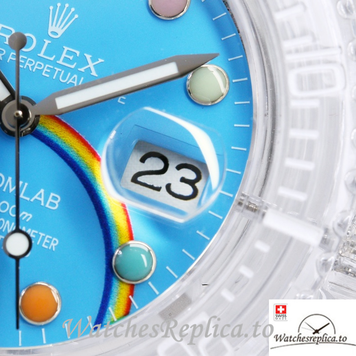 Swiss Rolex Submariner Replica Rubber strap 40MM PHANTOMLAB&ROLEX Blue Dial - WatchesReplica.is