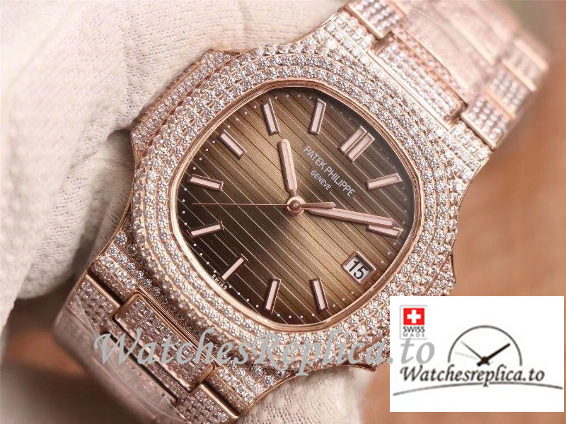 Swiss Patek Philippe Nautilus Replica 5711-1R Diamonds Bezel 40MM - WatchesReplica.is