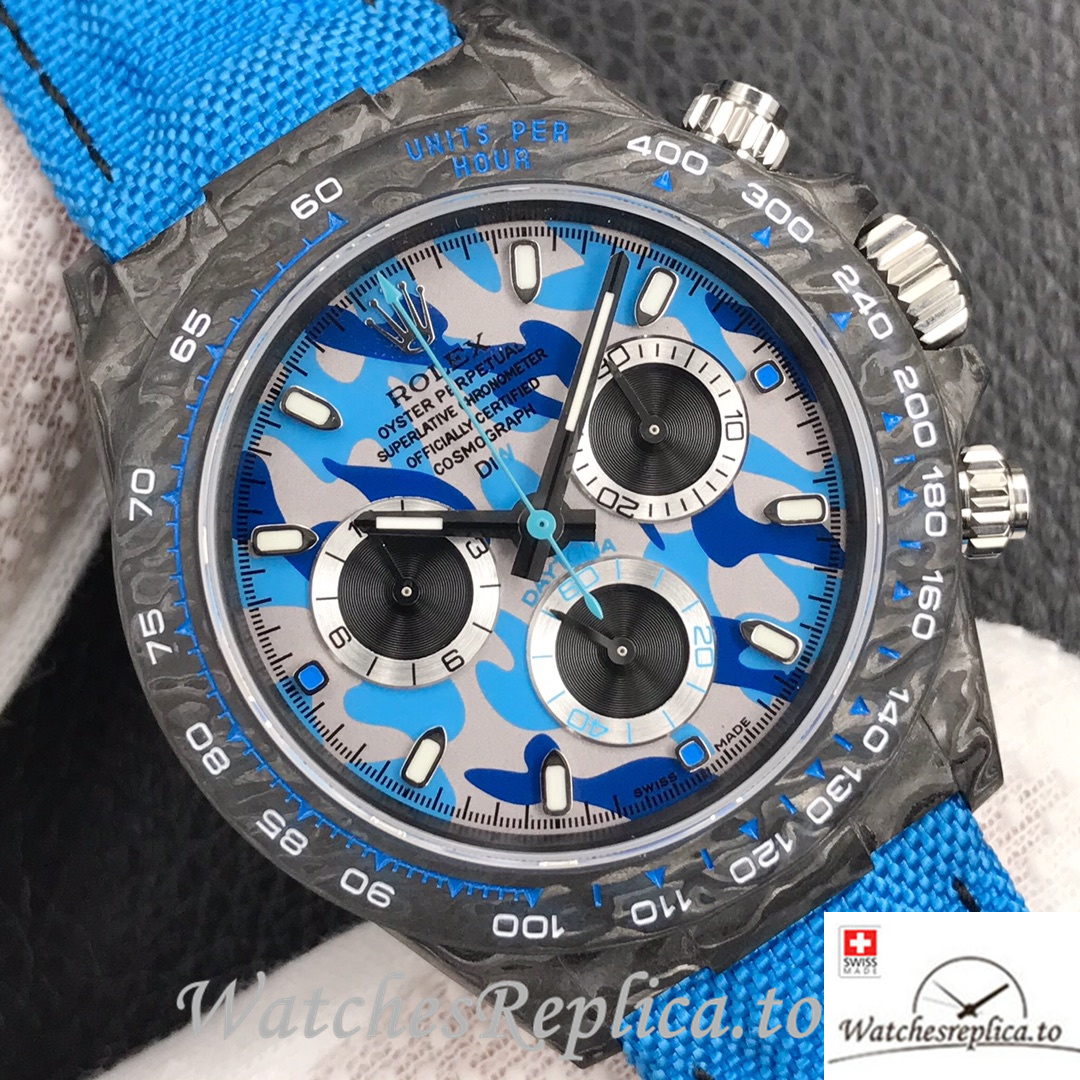 Swiss Rolex Daytona Replica Canvas strap 40MM Blue Dial - WatchesReplica.is