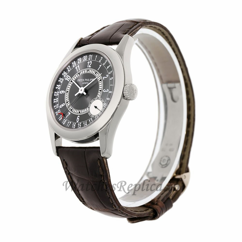 Patek Philippe Replica Calatrava White Gold Small Seconds Grey Dial 37MM Watch 6000G010 - WatchesReplica.is