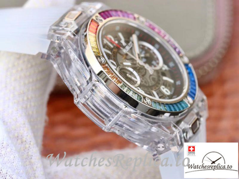 Swiss Hublot Big Bang Unico Replica 411.JX.4802.RT White Transparent Strap 45MM - WatchesReplica.is