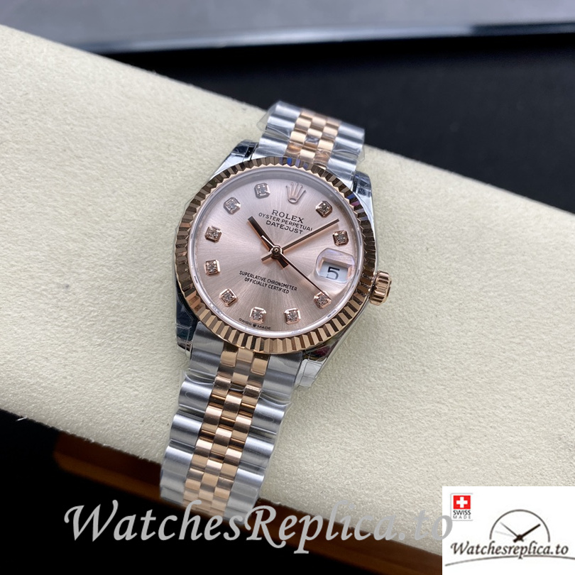 Swiss Rolex Datejust Replica Stainless steel strap 31MM Diamonds Marks - WatchesReplica.is