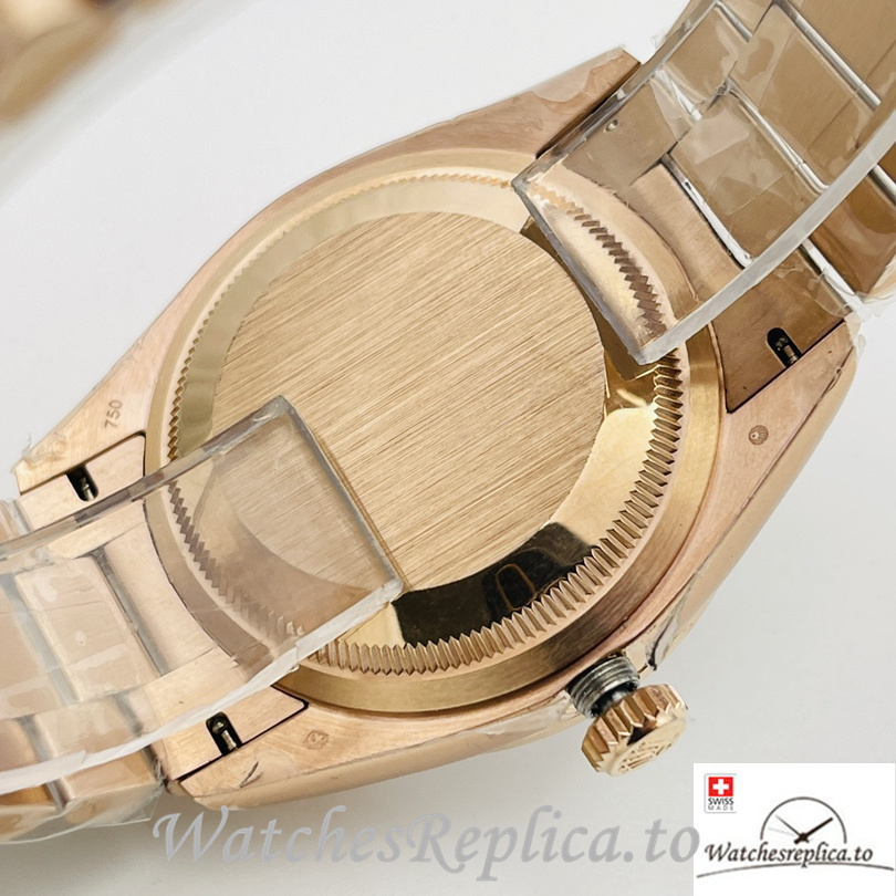 Swiss Rolex Day Date Replica Rose Gold and Diamonds strap 36MM Diamonds Dial - WatchesReplica.is