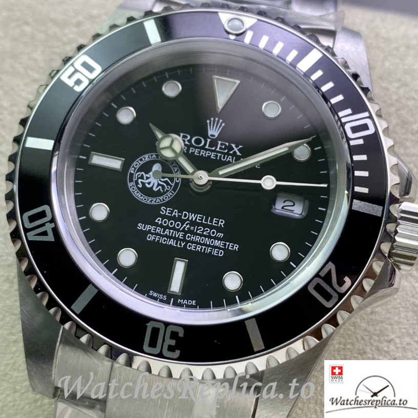 Swiss Rolex Sea Dweller Replica Stainless steel strap 40MM Black Dial - WatchesReplica.is