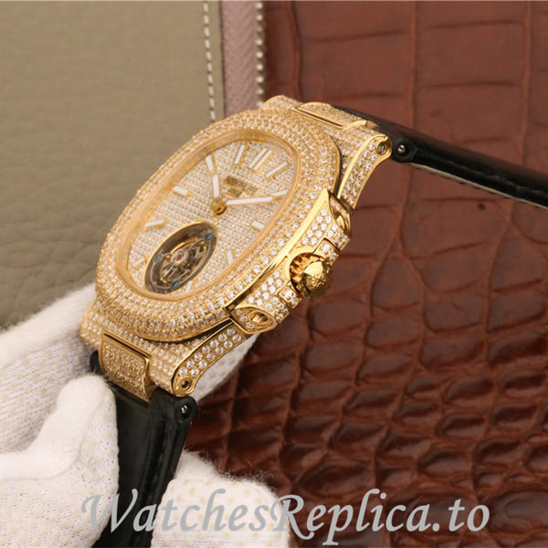 Patek Philippe Replica Nautilus Leather strap 40MM - WatchesReplica.is