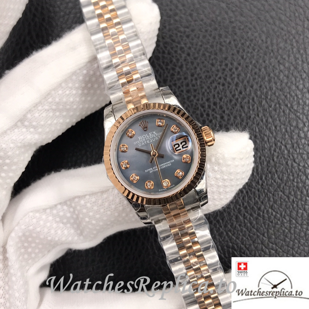 Swiss Rolex Datejust Replica Stainless steel strap 26MM Mother of pearl Dial - WatchesReplica.is