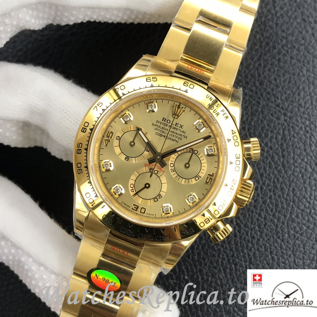 Swiss Rolex Daytona Replica 116508 Yellow Gold strap 40MM - WatchesReplica.is