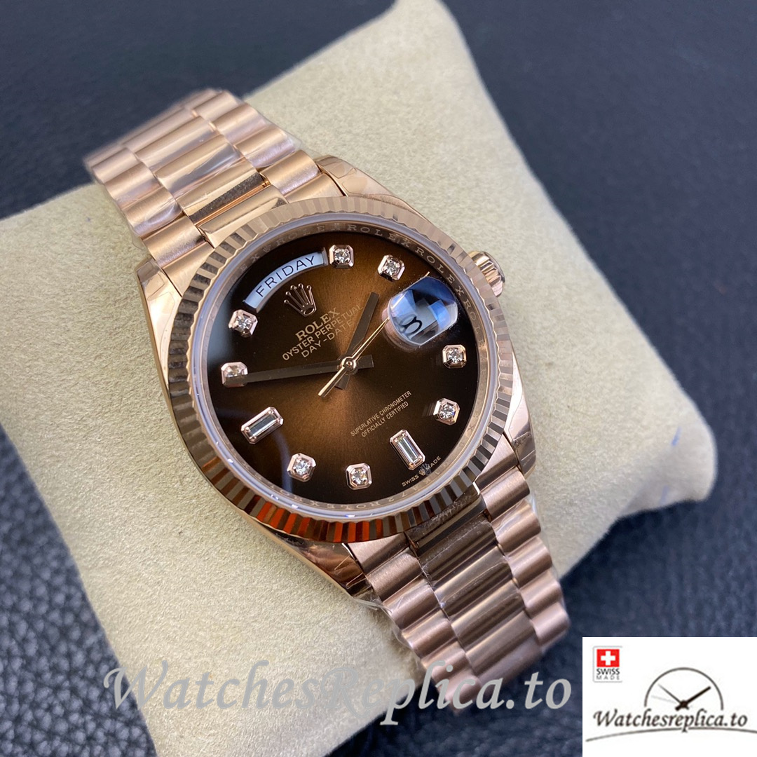 Swiss Rolex Datejust Replica 126233 Rose Gold strap 36MM - WatchesReplica.is