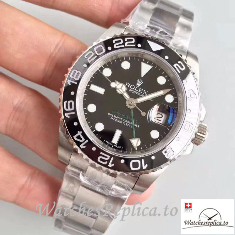 Swiss Rolex GMT-Master II Replica 116710LN Black Bezel 40MM - WatchesReplica.is