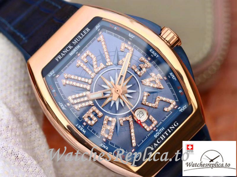 Swiss Franck Muller Vanguard Replica V45 001 Blue Strap 45MM - WatchesReplica.is