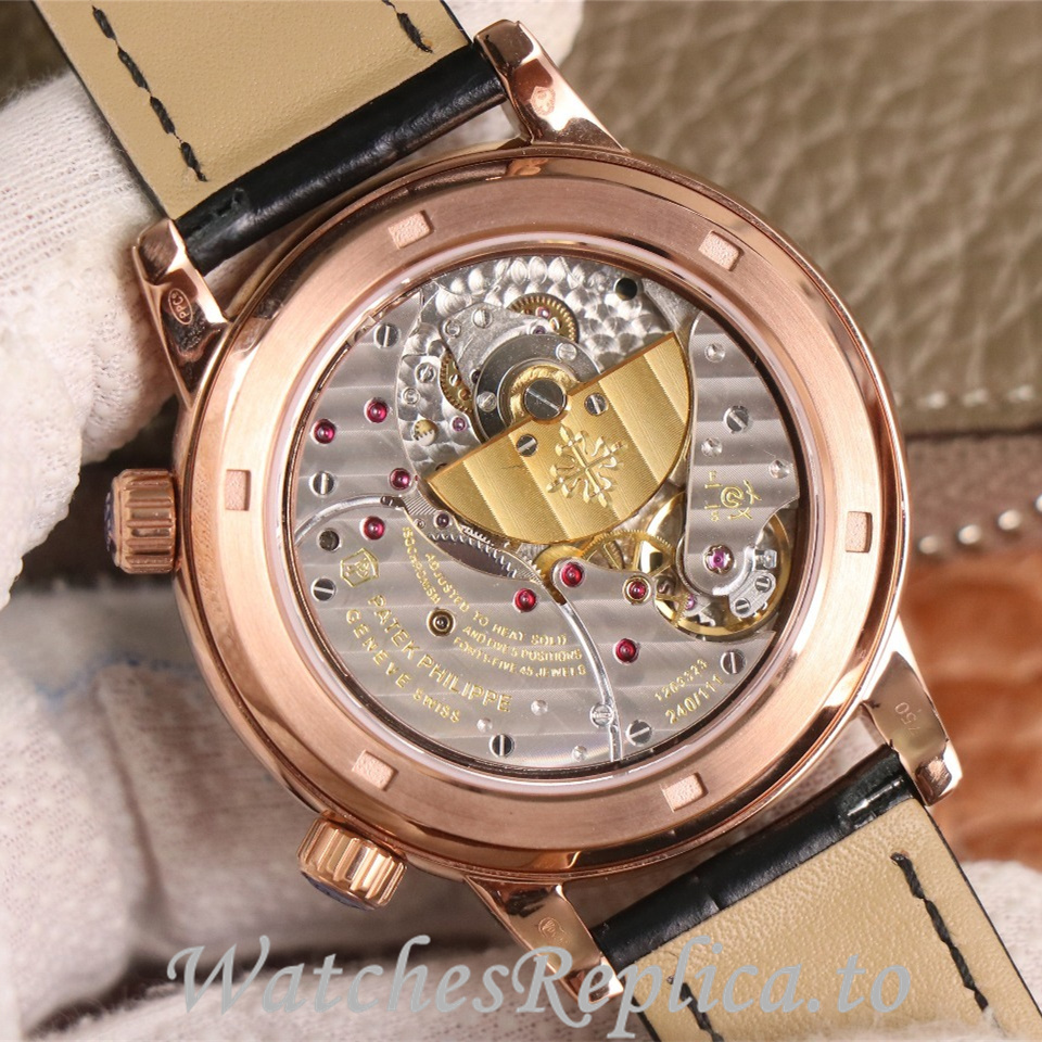 Patek Philippe Replica Complications 6104 Leather strap 44MM - WatchesReplica.is