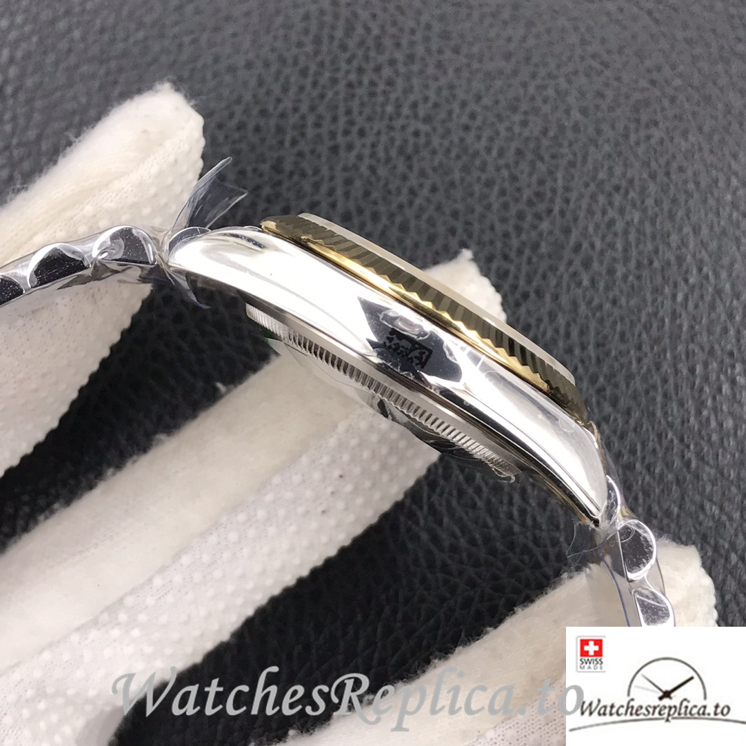 Swiss Rolex Datejust Replica Stainless steel strap 36MM Yellow Gold Green Dial - WatchesReplica.is