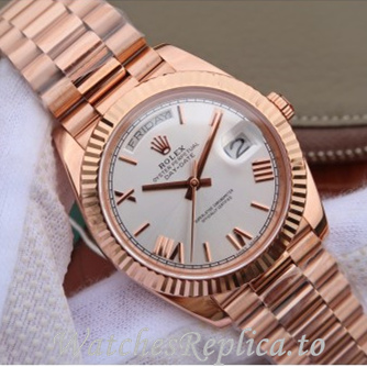 Swiss Rolex Day Date Replica 218238 Rose Gold strap 40MM - WatchesReplica.is
