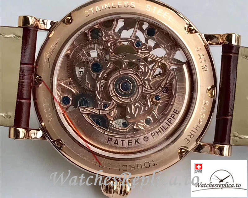 Swiss Patek Philippe Tourbillon Replica Brown Strap 42MM - WatchesReplica.is