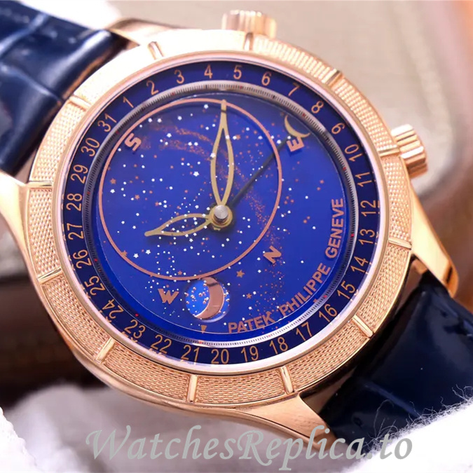 Patek Philippe Replica Complications Leather strap 42MM - WatchesReplica.is