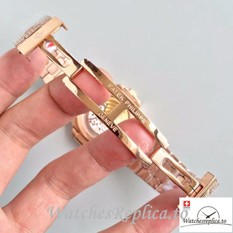 Swiss Patek Philippe Nautilus Jumbo Replica 5719/10G-010 Diamonds Bezel 40MM - WatchesReplica.is