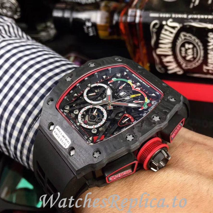 Richard Mille Replica RM011 Rubber strap 50MM - WatchesReplica.is
