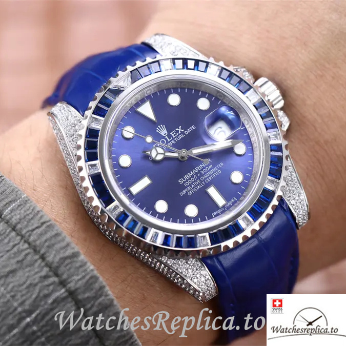 Swiss Rolex Submariner Replica 116610LV Leather strap 40MM - WatchesReplica.is