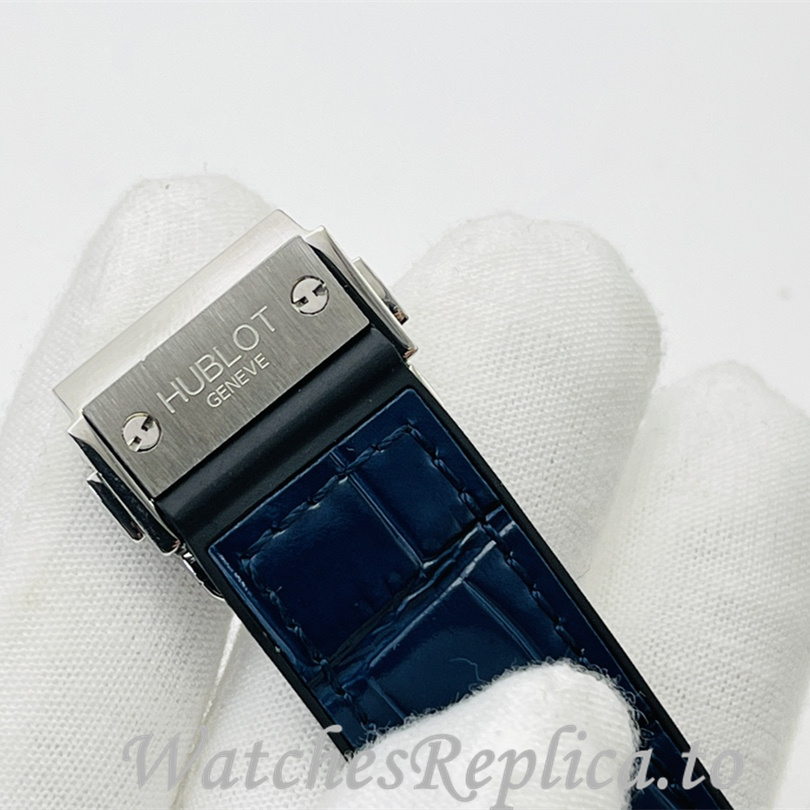 Hublot Replica Big Bang Sang Bleu Leather strap 42MM - WatchesReplica.is