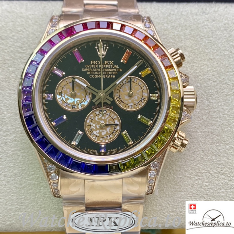 Swiss Rolex Daytona 116598RBOW Replica Rose Gold strap 40MM - WatchesReplica.is