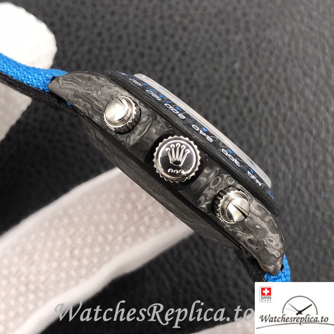 Swiss Rolex Daytona Replica Canvas strap 40MM Blue Dial - WatchesReplica.is