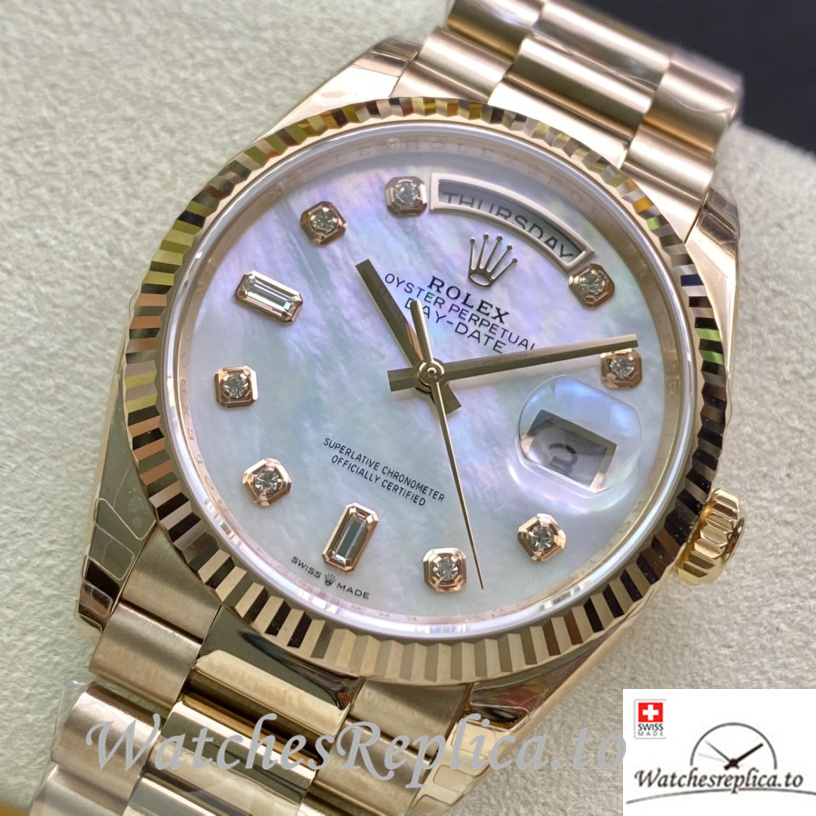 Swiss Rolex Datejust Replica 126233 Rose Gold strap 36MM - WatchesReplica.is
