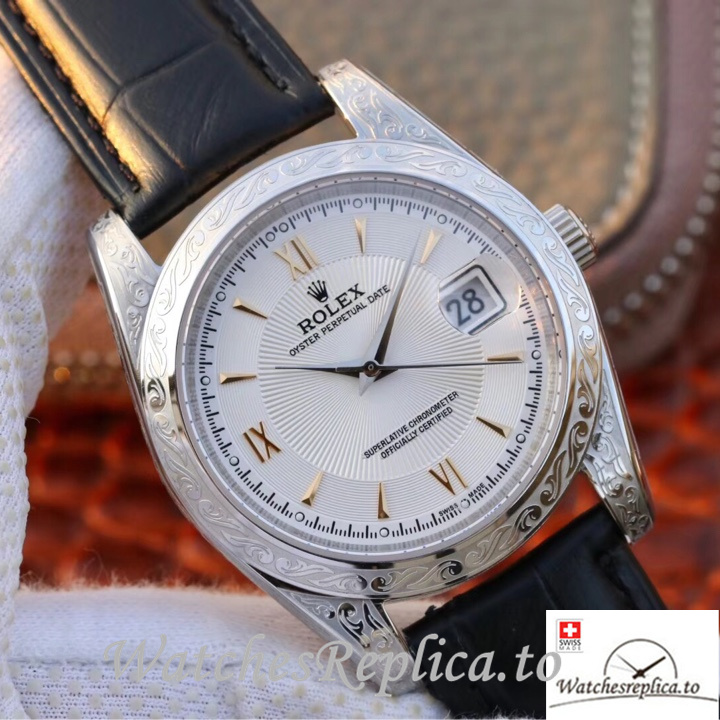 Swiss Rolex Oyster Perpetual Replica Leather strap 40MM - WatchesReplica.is