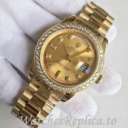 Swiss Rolex Day Date Replica 228348 Yellow Gold strap 40MM - WatchesReplica.is