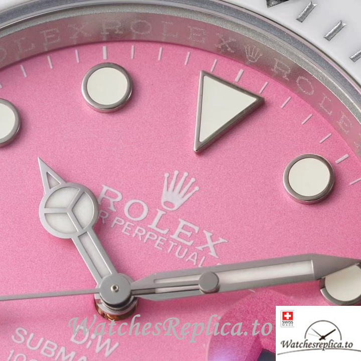 Swiss Rolex Submariner Replica Stainless steel strap 40MM Pink Dial - WatchesReplica.is