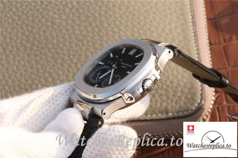 Swiss Patek Philippe Nautilus Moonphase Replica 5712G-001 Black Strap 40MM - WatchesReplica.is