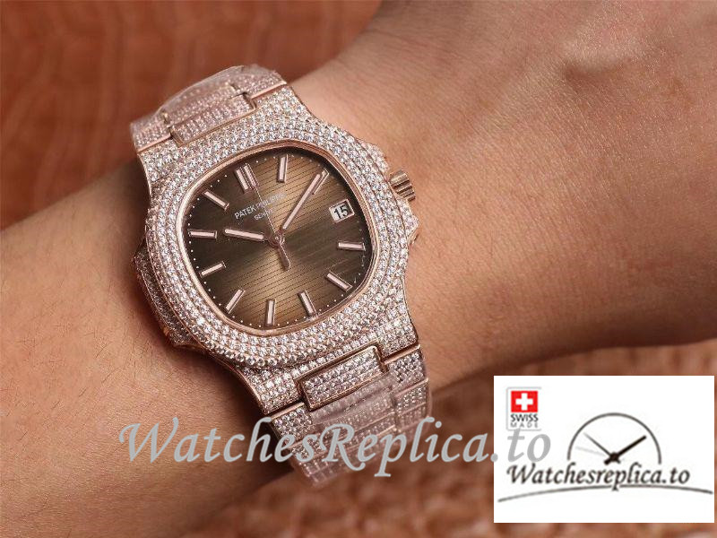 Swiss Patek Philippe Nautilus Replica 5711-1R Diamonds Bezel 40MM - WatchesReplica.is