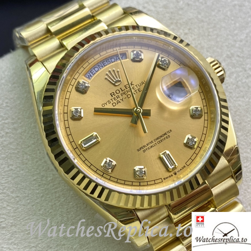 Swiss Rolex Datejust Replica 126233 Yellow Gold strap 36MM - WatchesReplica.is