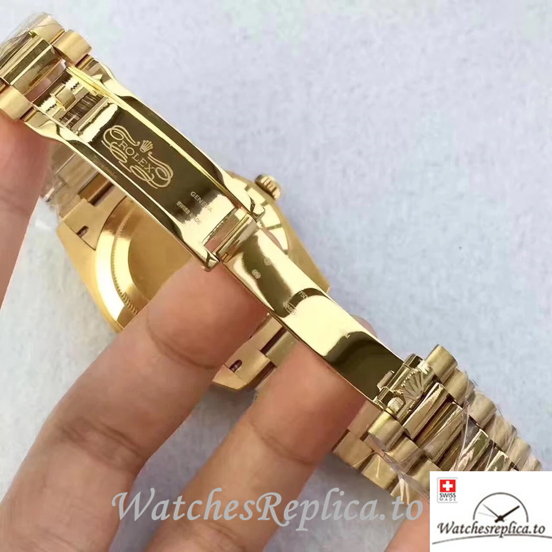 Swiss Rolex Day-Date Replica 228398 Yellow Gold strap 40MM - WatchesReplica.is