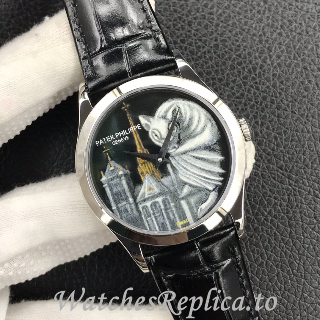 Patek Philippe Replica 5077P Leather strap 38.6MM - WatchesReplica.is