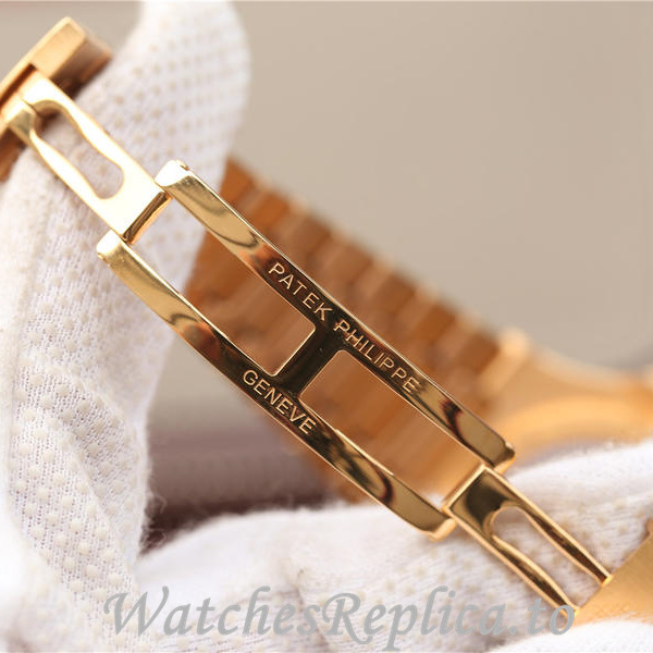 Patek Philippe Replica Nautilus Yellow Gold strap 40MM - WatchesReplica.is