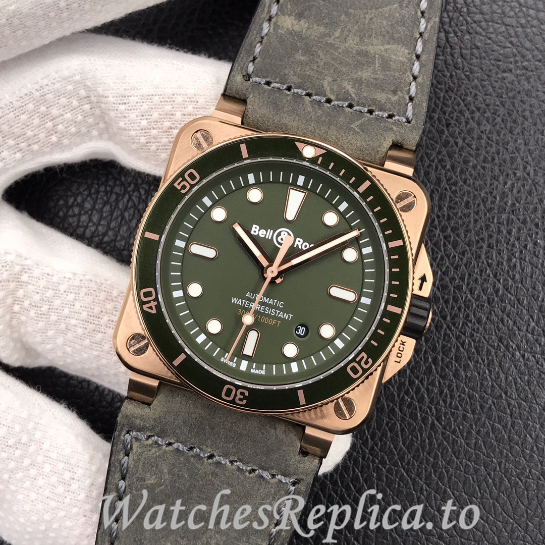Bell Ross Replica BR 03 BR0392-CAMO-CE/SRB Leather strap 42MM - WatchesReplica.is