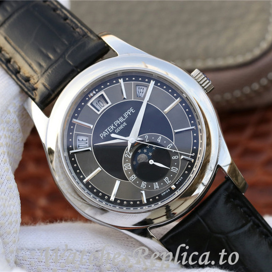 Patek Philippe Replica Complications 5205G Leather strap 40MM - WatchesReplica.is