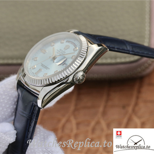 Swiss Rolex Day-Date Replica 118139 Leather strap 36MM - WatchesReplica.is