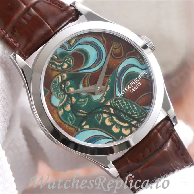 Patek Philippe Replica Calatrava 5077P-103 Leather strap 38.6MM - WatchesReplica.is