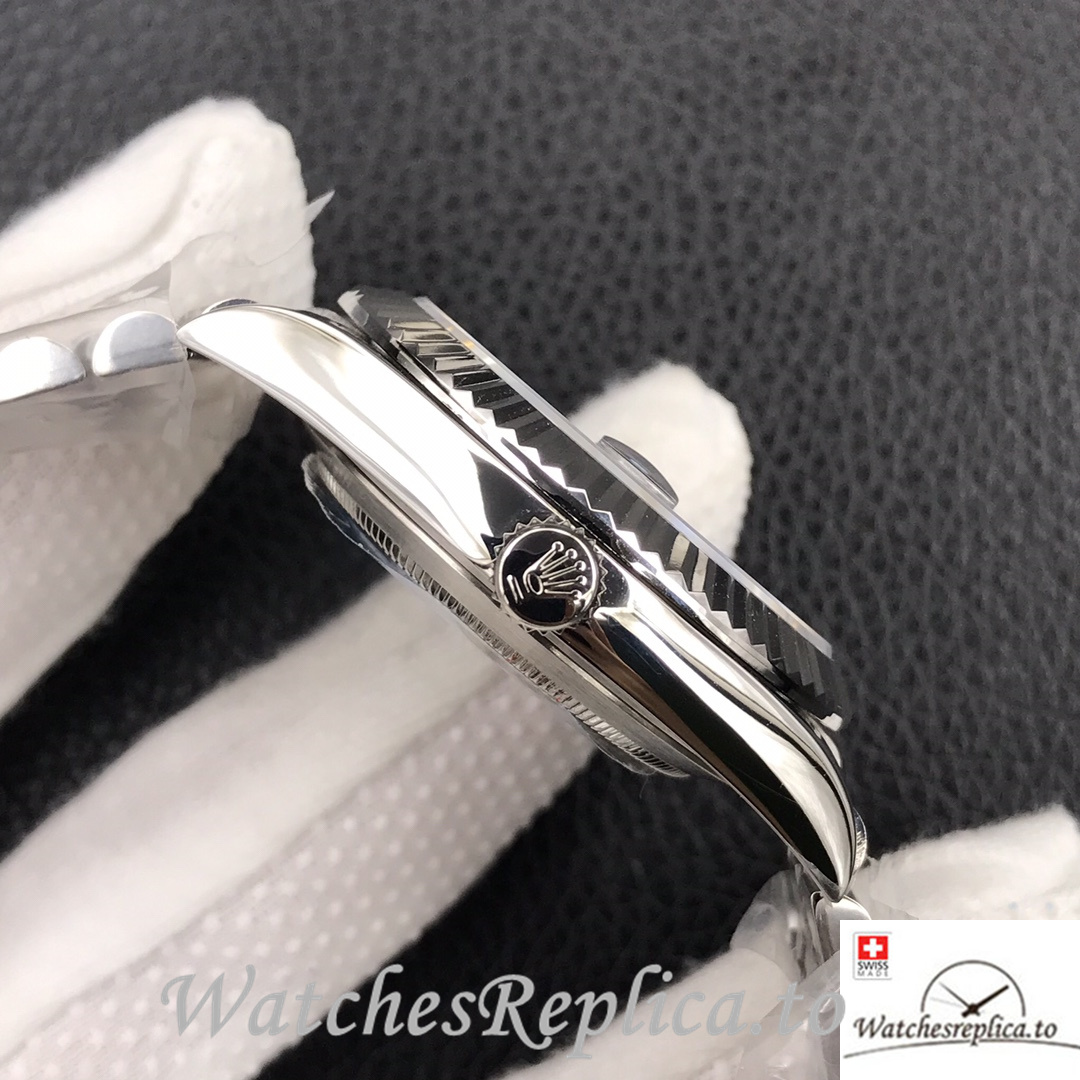 Swiss Rolex Datejust Replica Stainless steel strap 36MM Grey Dial Diamonds Marks - WatchesReplica.is