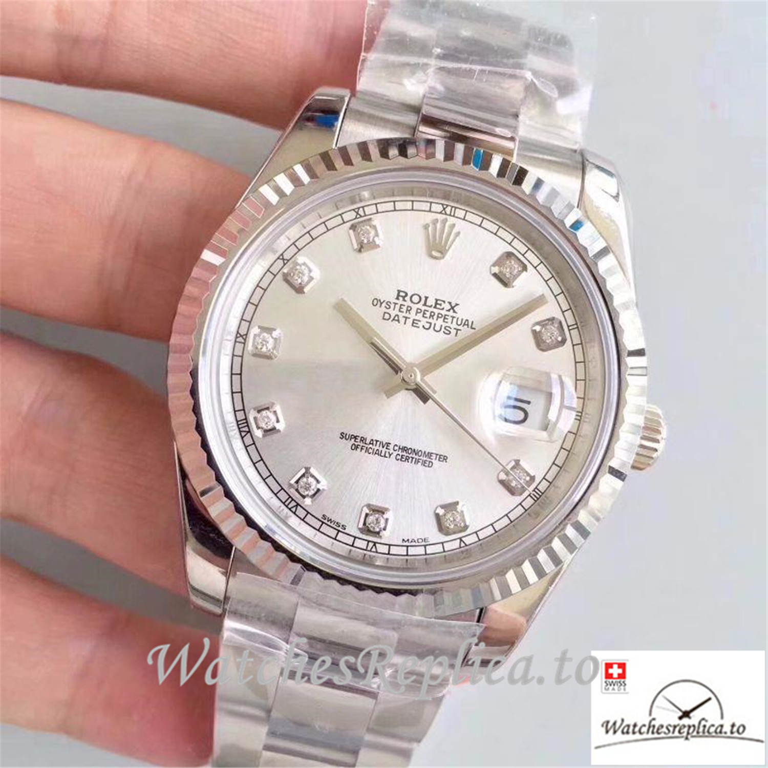 Swiss Rolex Datejust Replica 116334-0009 Silver Dial 41MM - WatchesReplica.is