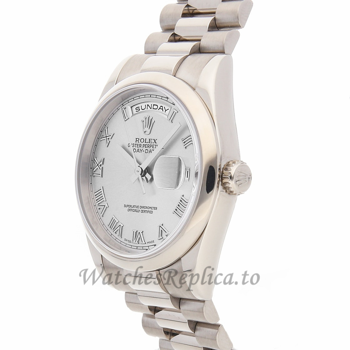 Rolex Replica Day-Date Silver Dial 118209 - WatchesReplica.is