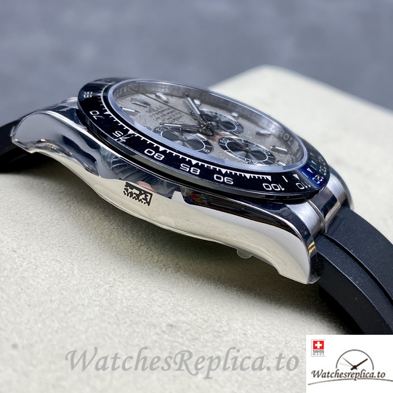 Swiss Rolex Daytona Replica Black Rubber strap 40MM Grey Dial - WatchesReplica.is