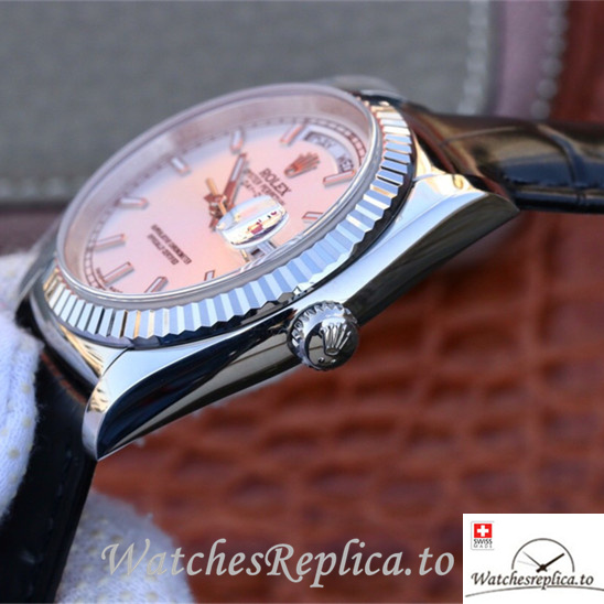 Swiss Rolex Day-Date Replica 118139 Leather strap 36MM - WatchesReplica.is