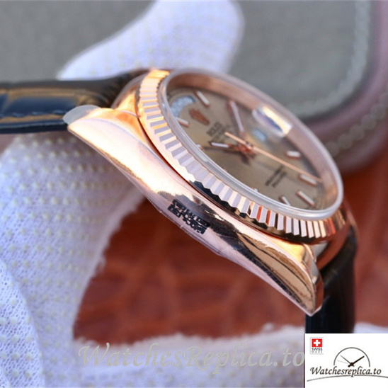Swiss Rolex Day-Date Replica 118135 Leather strap 36MM - WatchesReplica.is