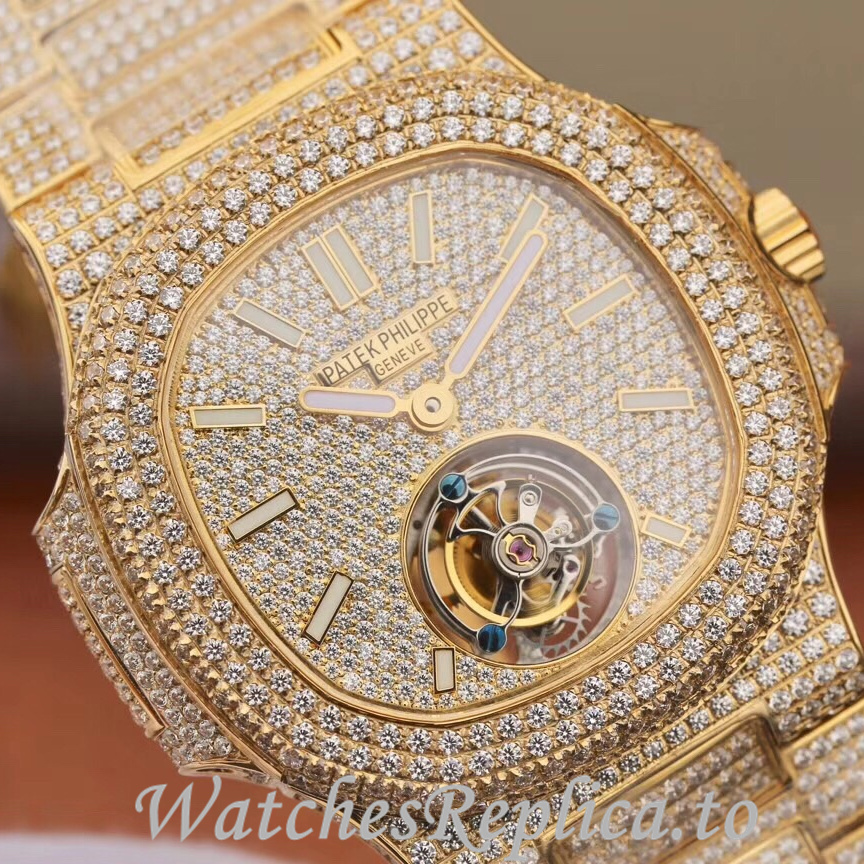 Patek Philippe Replica Nautilus Yellow Gold strap 40MM - WatchesReplica.is